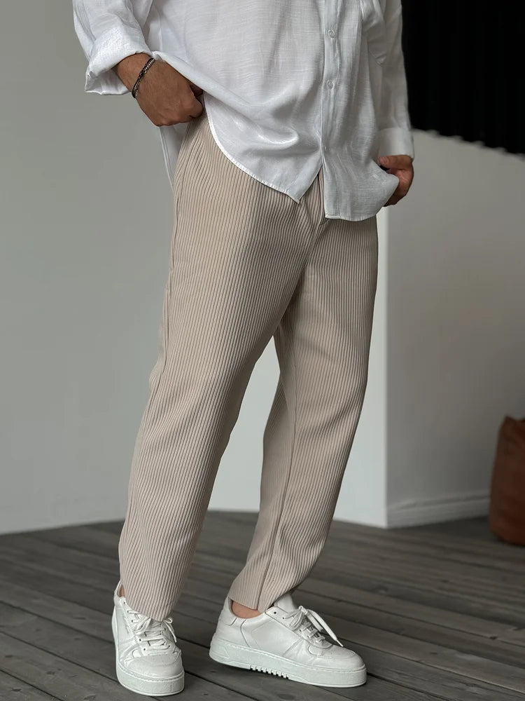 Adam Men's Soft Luxury Cotton Pants | Relaxed Fit Casual Jersey Trousers for Men | Everyday Comfort Loungewear & Smart Casual
