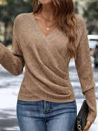 Sirena Women's Solid Color V-Neck Sweater | Soft Cotton Knit V-Neck Jumper for Women | Classic Regular Fit Everyday Knitwear
