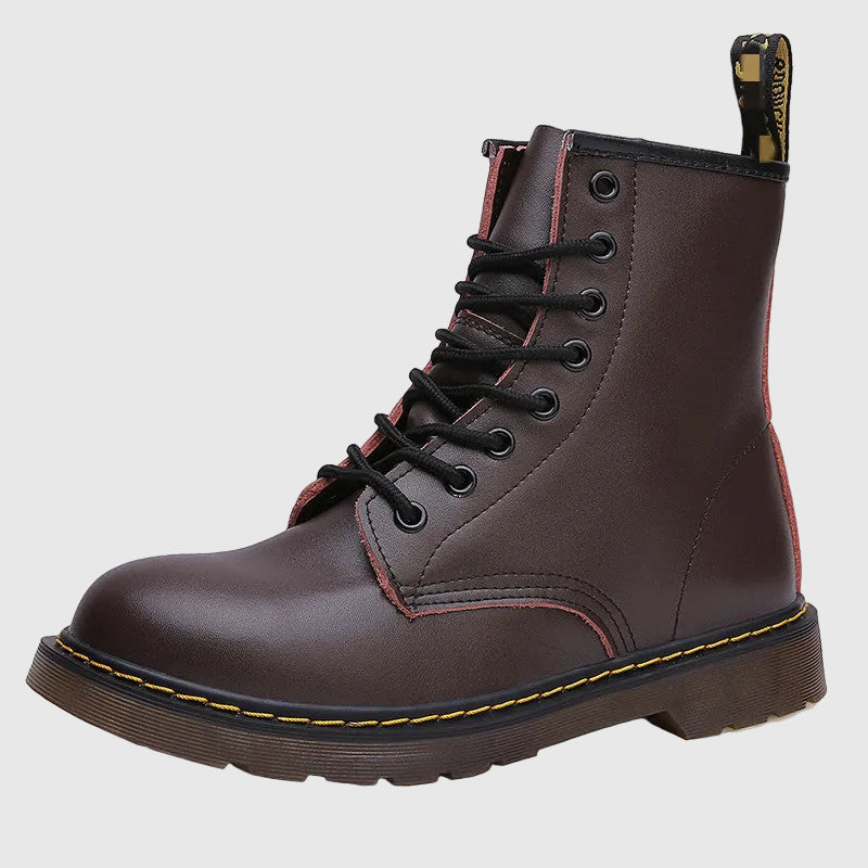 Vesper Women's Flat Lace-Up Mid-Calf Boots | Faux Leather Everyday Combat Boots for Women