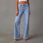 Carrington Women's Wide Leg Jeans | High Waist Tailored Denim | Straight Leg Everyday Jeans