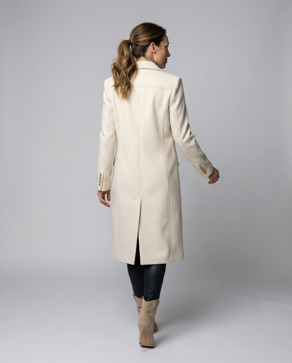 larisse Women's Double-Breasted Wool Cashmere Blend Coat | Tailored Mid-Length Winter Coat for Women | Chic Smart Casual
