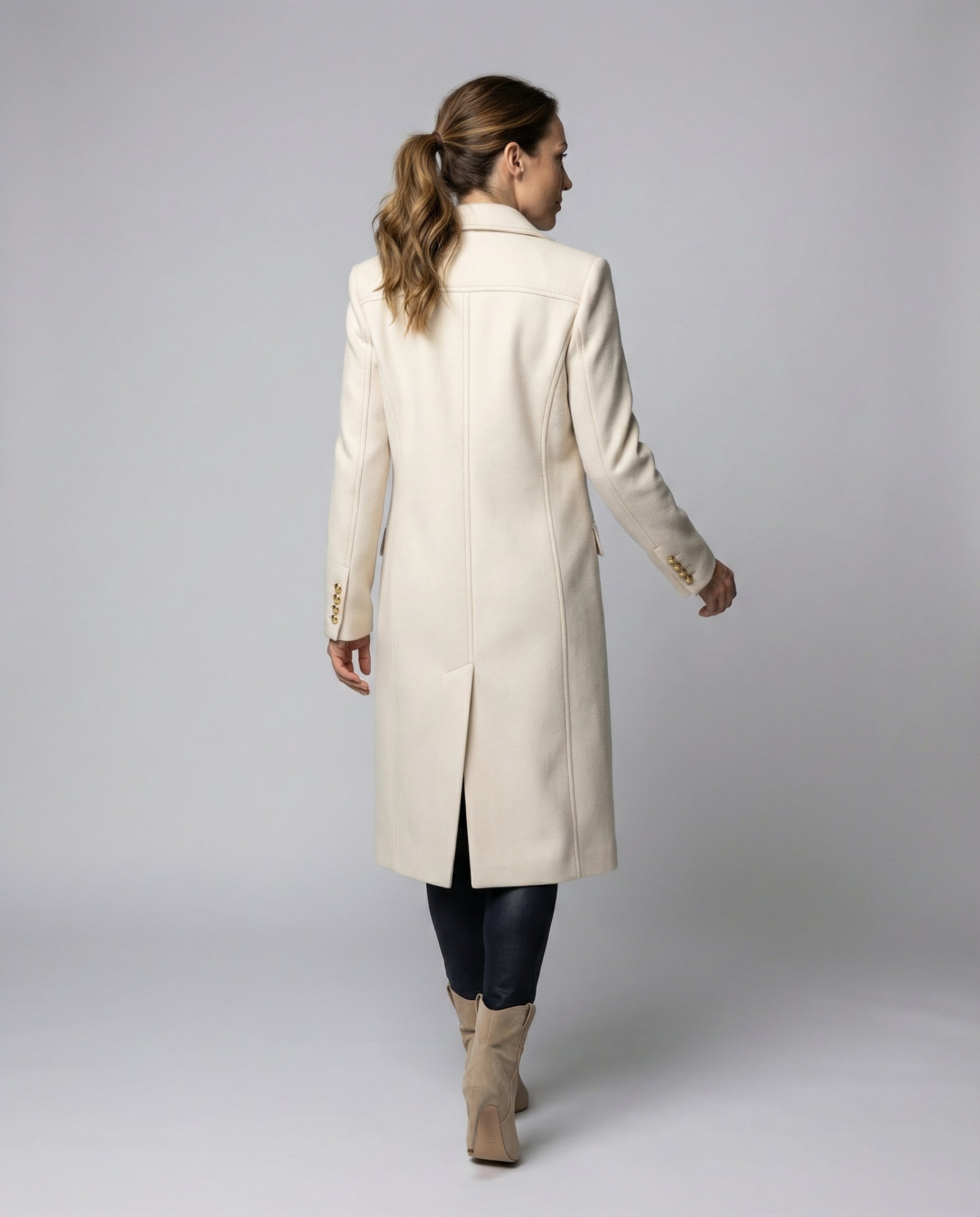 larisse Women's Double-Breasted Wool Cashmere Blend Coat | Tailored Mid-Length Winter Coat for Women | Chic Smart Casual