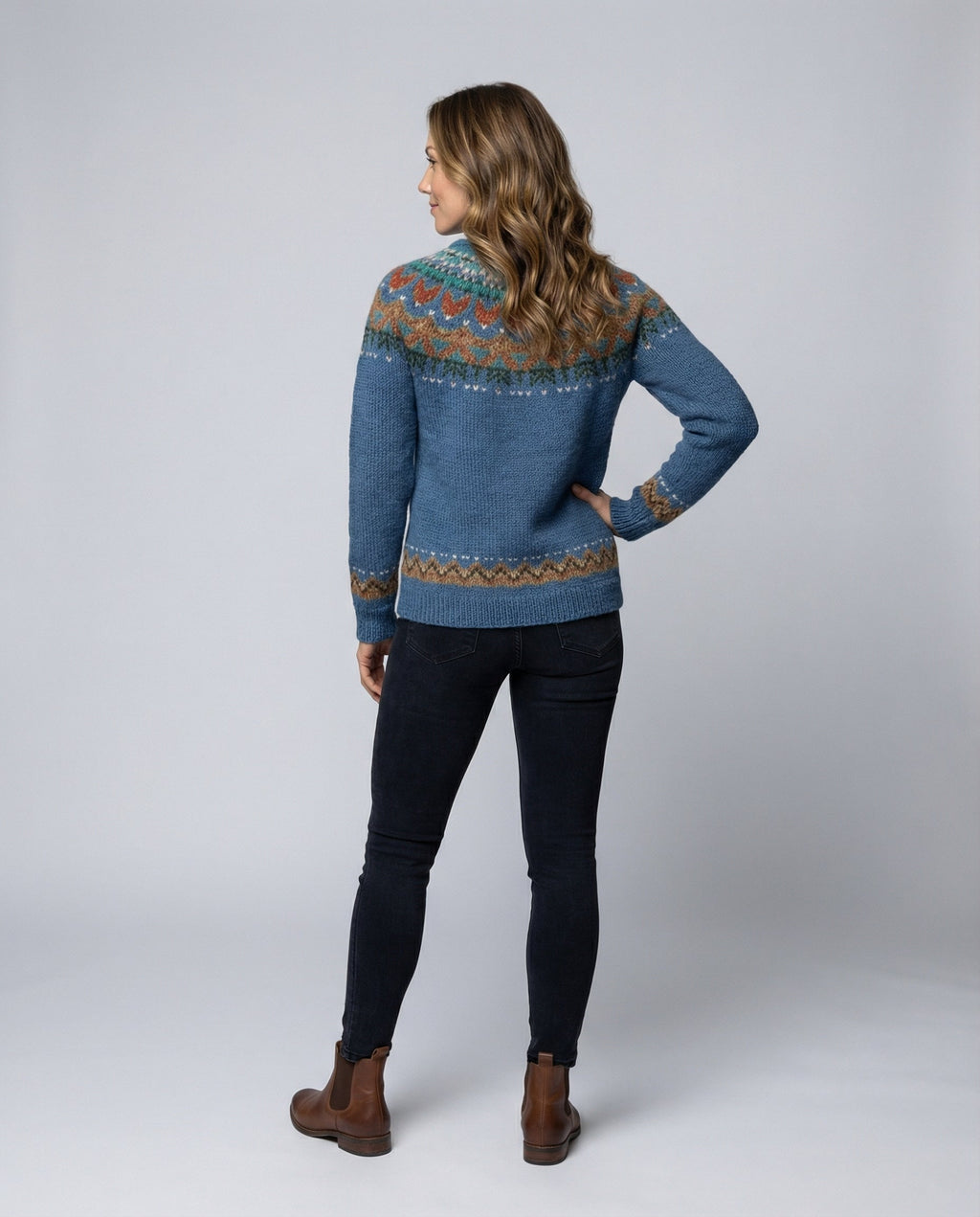 Reykja Women's Vintage Icelandic Knit Wool Blend Sweater | Premium Comfort Fair Isle Crew Neck Jumper for Women | Chic Heritage Pattern