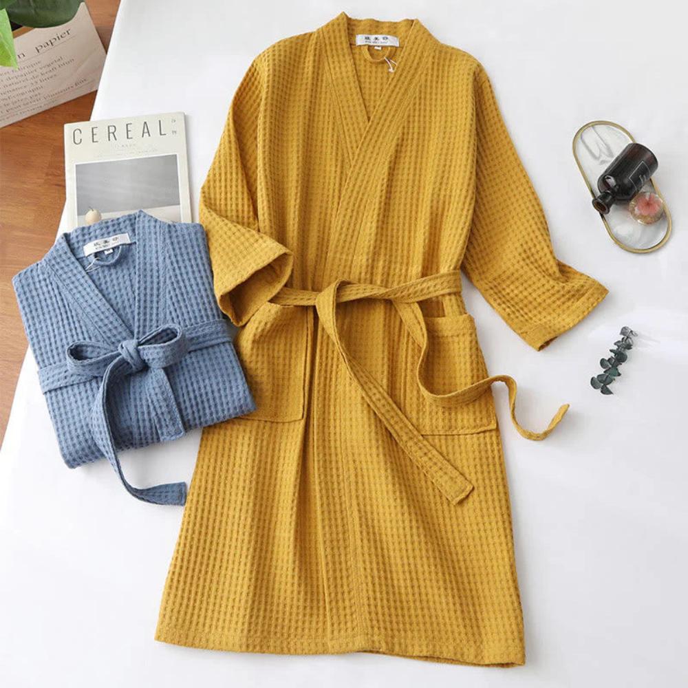 Women's Waffle Cotton Dressing Gown | Lightweight Spa Robe | Breathable Loungewear & Gifting