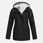 Women’s Hooded Ski Coat in Plush Velvet Windproof
