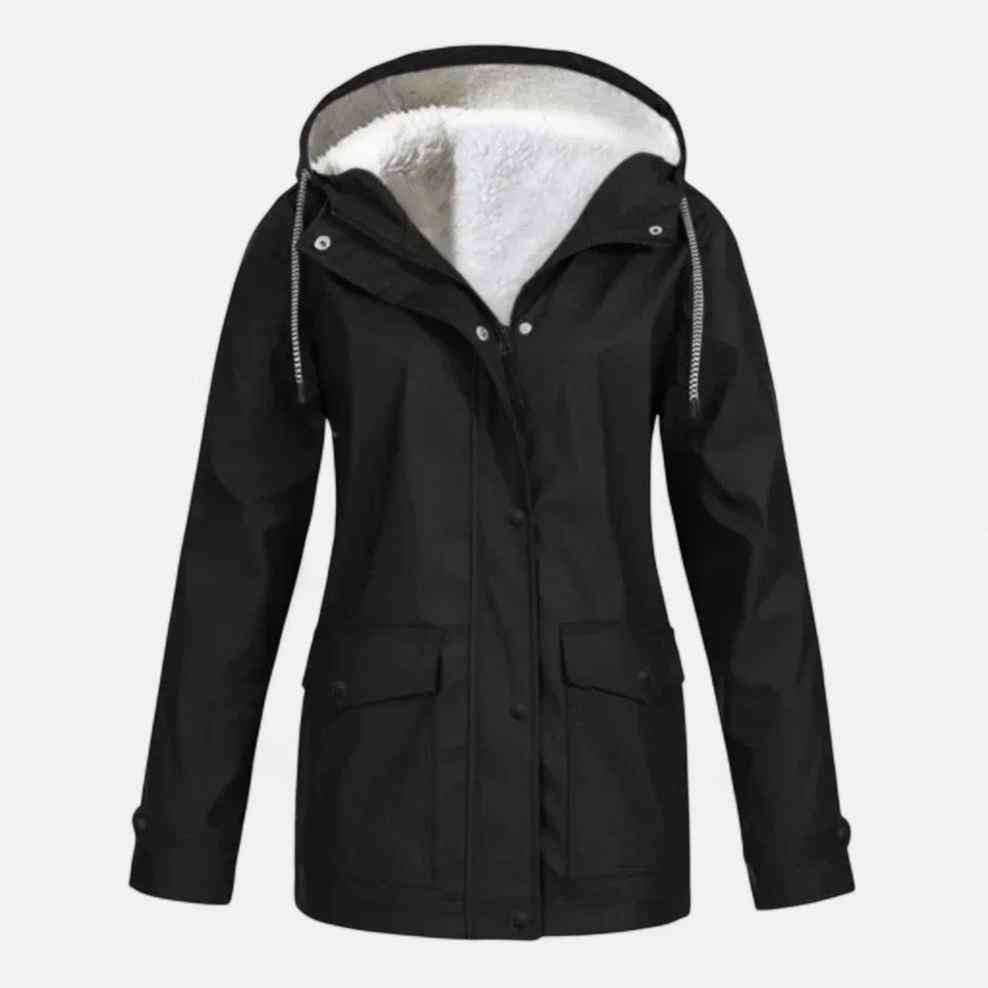 Women’s Hooded Ski Coat in Plush Velvet Windproof