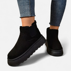 Lyanna Women's Platform Plush Ankle Boots | Cosy Fluffy Flat Booties for Women