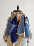 Douceur Women's Reversible Cashmere Blend Patterned Scarf | Luxury Soft Warm Wrap Scarf for Women | Elegant Two-Sided Shawl & Gift Idea