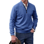 Adrian Men's Cashmere Blend Half-Zip Sweater | Luxury Soft Knit Half Zip Jumper for Men | Smart Casual Everyday Knitwear