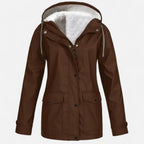 Women’s Hooded Ski Coat in Plush Velvet Windproof