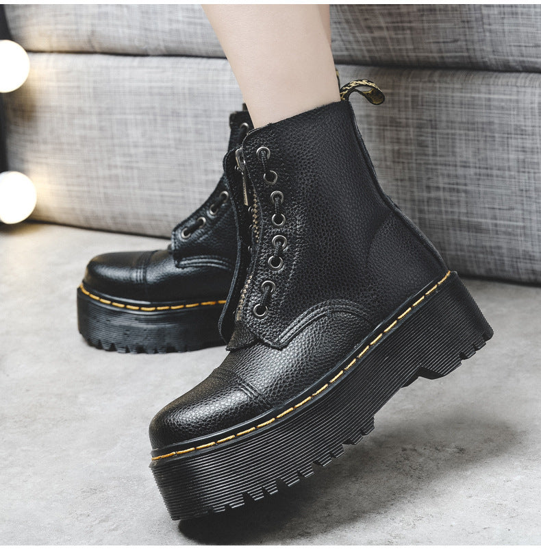 Lyra Women's Platform Mid-Calf Boots | Leather Boots for Women | Everyday Smart Casual Street Style Footwear