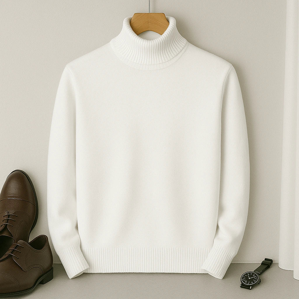 Gauthier Men's Cashmere Blend Turtleneck Sweater | Soft Luxury Roll Neck Jumper for Men