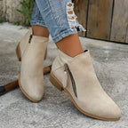 Klara Women's Elegant Suede Mid-Calf Boots | Block Heel Zip-Up Suede Boots for Women | Smart Casual Everyday & Occasion Footwear