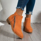 Klara Women's Elegant Suede Mid-Calf Boots | Block Heel Zip-Up Suede Boots for Women | Smart Casual Everyday & Occasion Footwear