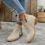 Klara Women's Elegant Suede Mid-Calf Boots | Block Heel Zip-Up Suede Boots for Women | Smart Casual Everyday & Occasion Footwear