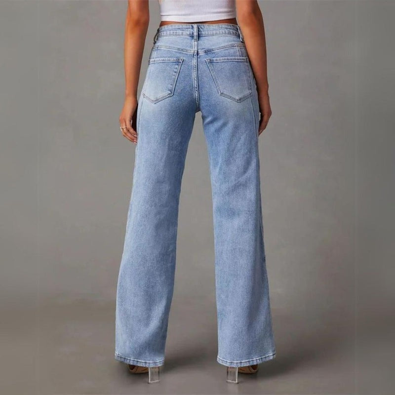 Carrington Women's Wide Leg Jeans | High Waist Tailored Denim | Straight Leg Everyday Jeans