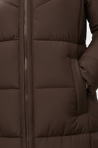 Women's Long Hooded Puffer Coat | Longline Padded Winter Coat for Women | Warm Insulated Hooded Puffer Jacket