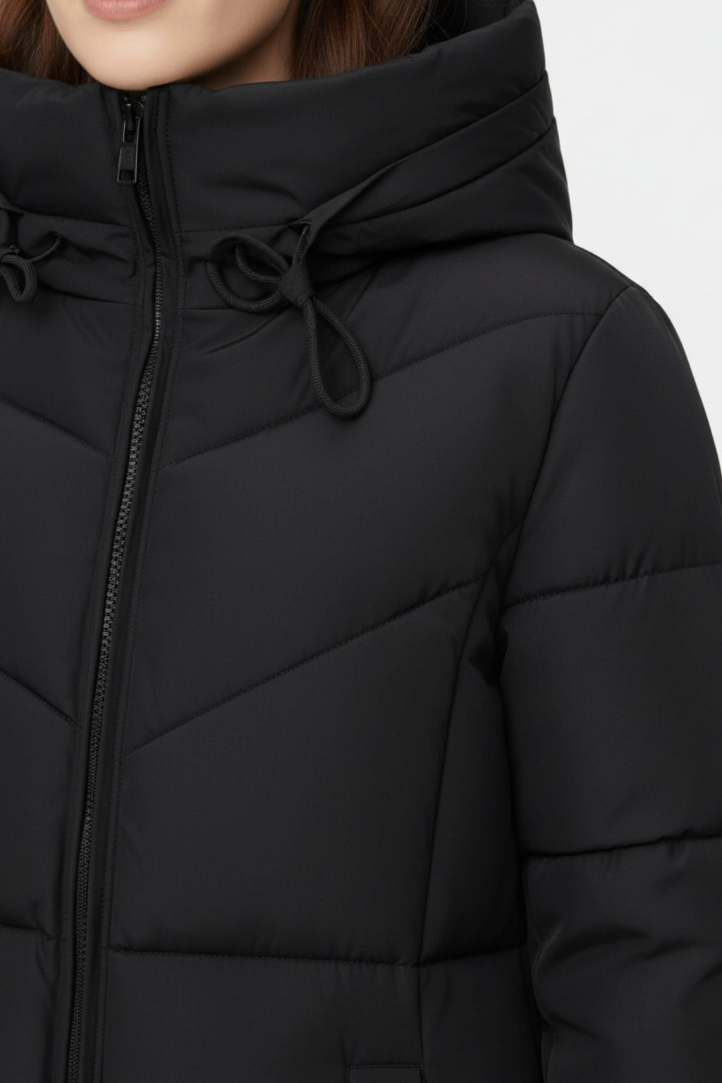 Women's Long Hooded Puffer Coat | Longline Padded Winter Coat for Women | Warm Insulated Hooded Puffer Jacket
