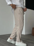 Adam Men's Soft Luxury Cotton Pants | Relaxed Fit Casual Jersey Trousers for Men | Everyday Comfort Loungewear & Smart Casual