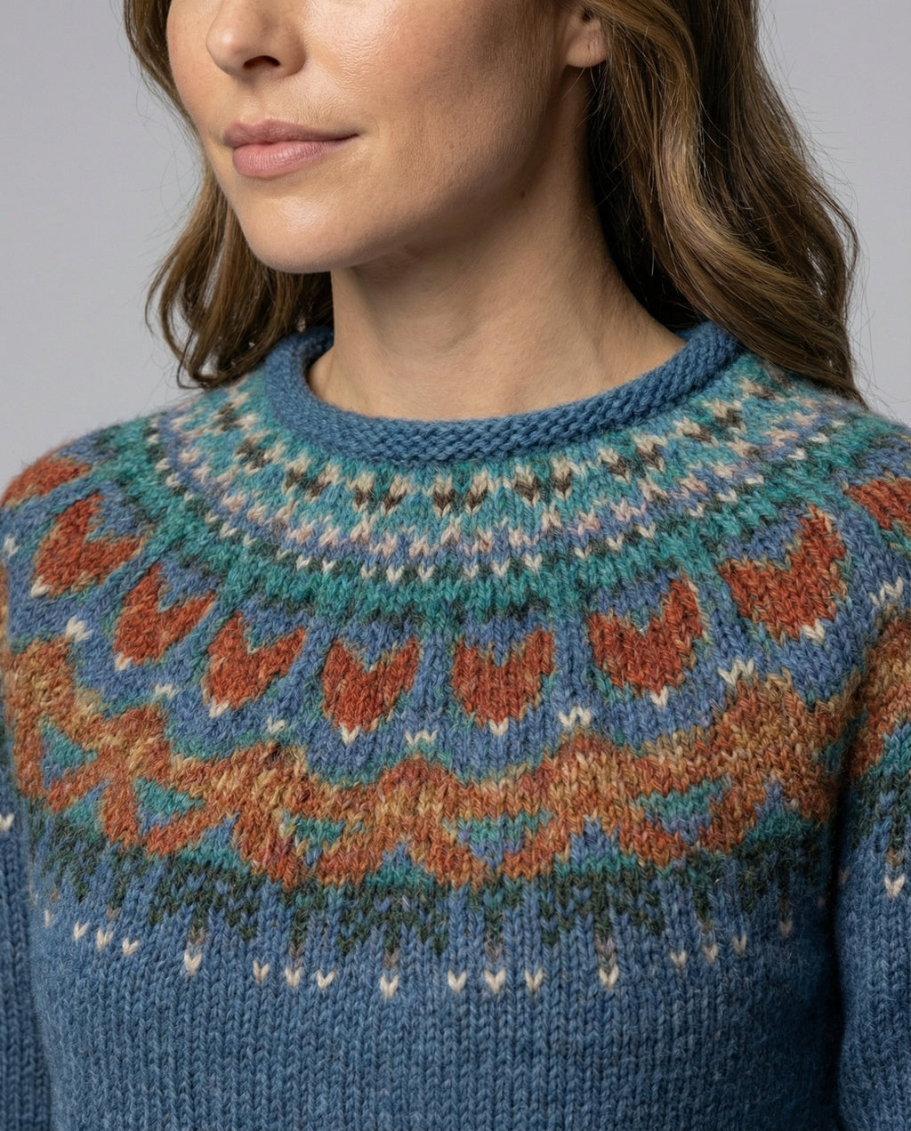 Reykja Women's Vintage Icelandic Knit Wool Blend Sweater | Premium Comfort Fair Isle Crew Neck Jumper for Women | Chic Heritage Pattern