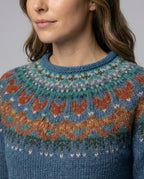 Reykja Women's Vintage Icelandic Knit Wool Blend Sweater | Premium Comfort Fair Isle Crew Neck Jumper for Women | Chic Heritage Pattern