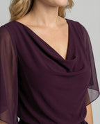 Cascade Women's Satin Wide-Leg Jumpsuit | Cascading Neckline & Lace-Up Waist One-Piece