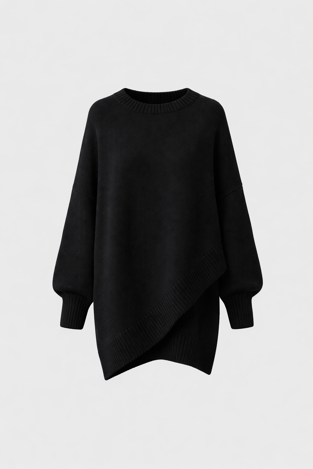 Women's Oversized Batwing Knit Jumper | Asymmetric Hem Cashmere Blend Pullover | Smart Casual Knitwear