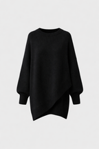 Women's Oversized Batwing Knit Jumper | Asymmetric Hem Cashmere Blend Pullover | Smart Casual Knitwear