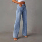 Carrington Women's Wide Leg Jeans | High Waist Tailored Denim | Straight Leg Everyday Jeans