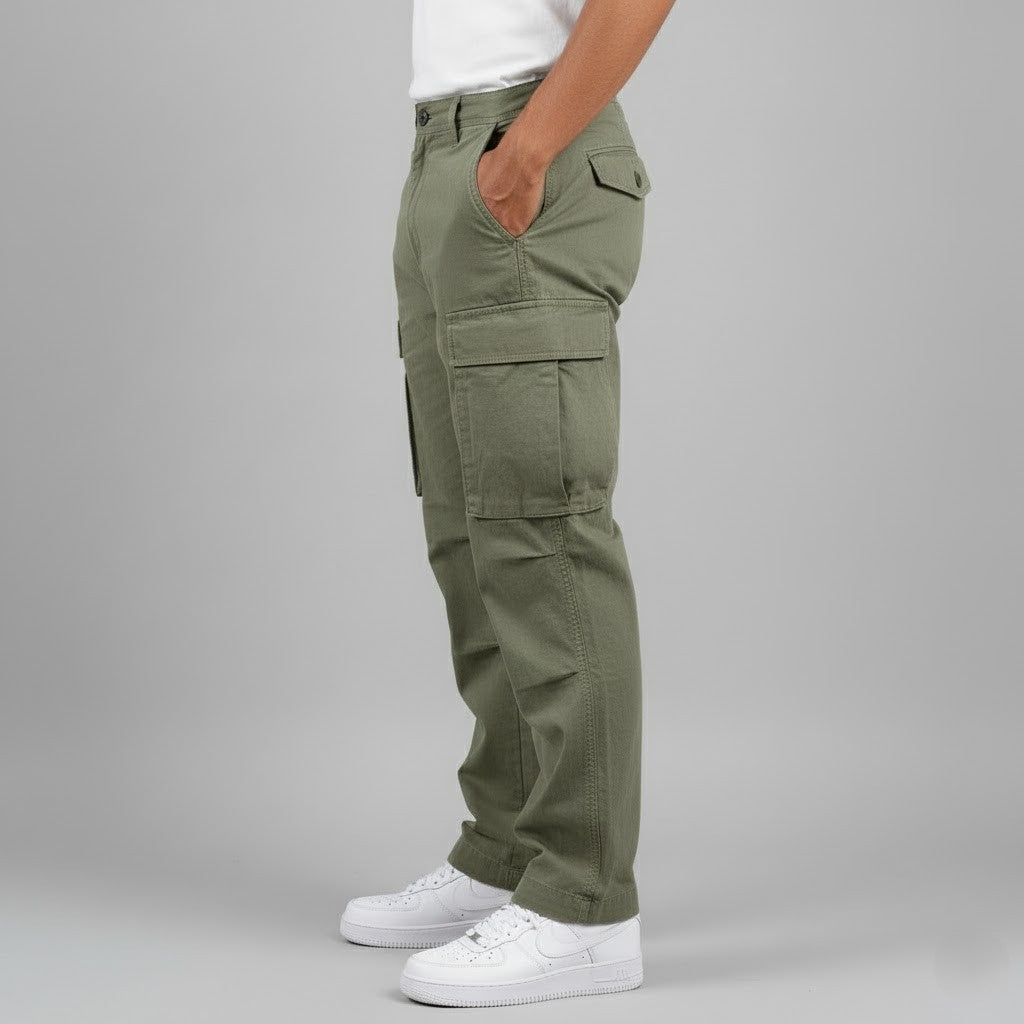 Benjamin Men's Relaxed Fit Cargo Trousers | Streetwear Side Pocket Pants for Men
