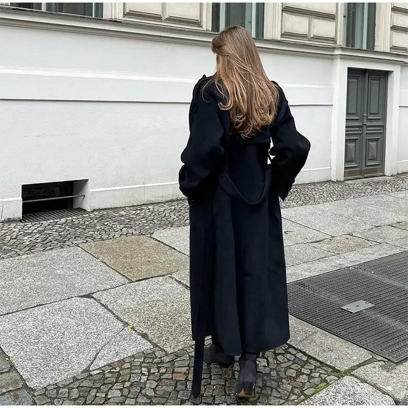 Inka Women's Oversized Longline Wool Coat | Trendy Winter Maxi Coat for Women