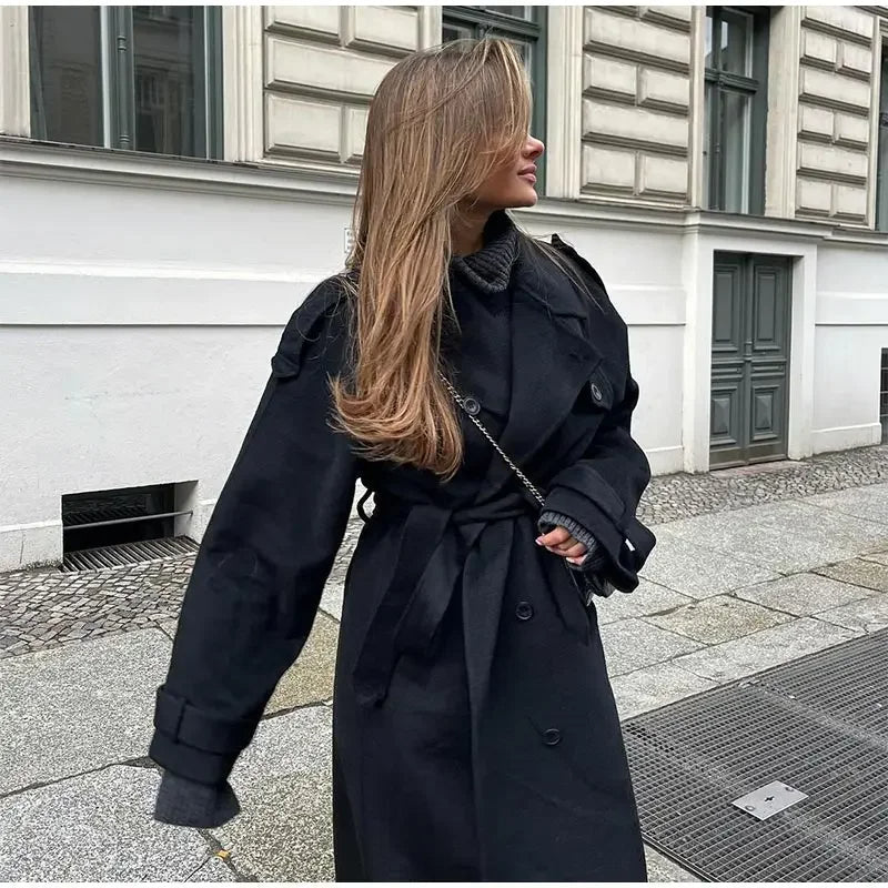 Inka Women's Oversized Longline Wool Coat | Trendy Winter Maxi Coat for Women