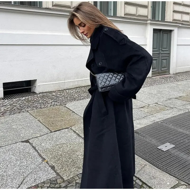 Inka Women's Oversized Longline Wool Coat | Trendy Winter Maxi Coat for Women