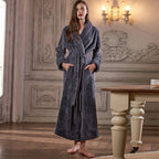 Women's Luxury Flannel Dressing Gown | Thermal Long Bath Robe | Winter Loungewear & Gifting