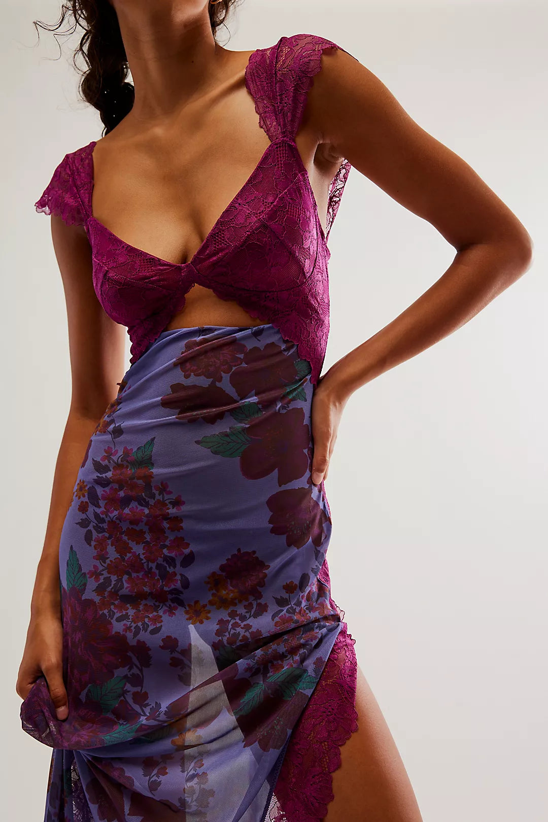 Vivienne Women's Floral Lace Trim Maxi Dress | Boho Slip Cutout Summer Dress | Casual & Evening
