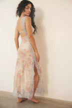 Vivienne Women's Floral Lace Trim Maxi Dress | Boho Slip Cutout Summer Dress | Casual & Evening