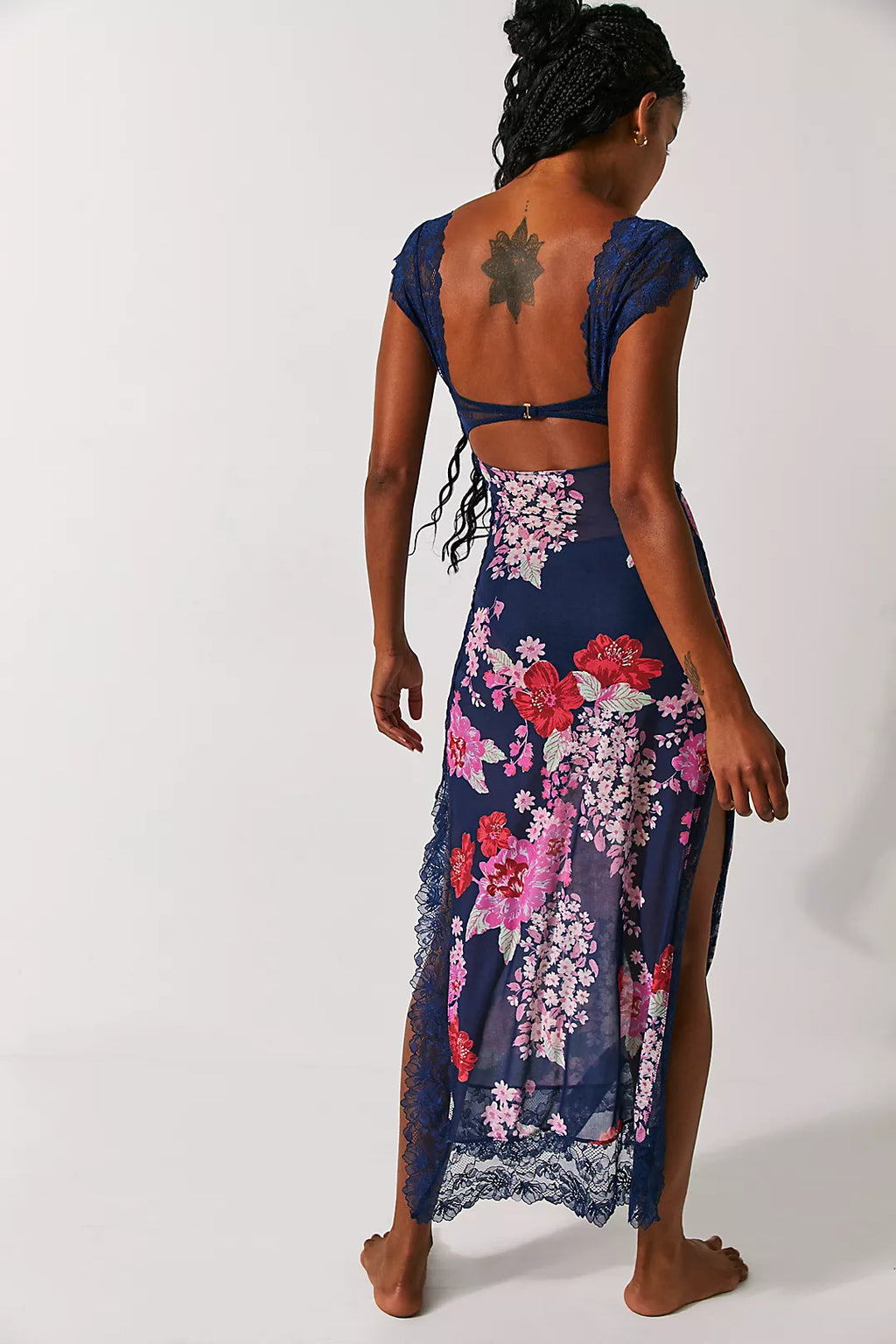 Vivienne Women's Floral Lace Trim Maxi Dress | Boho Slip Cutout Summer Dress | Casual & Evening