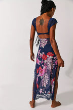 Vivienne Women's Floral Lace Trim Maxi Dress | Boho Slip Cutout Summer Dress | Casual & Evening