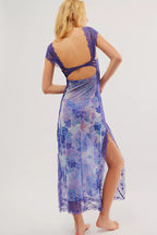 Vivienne Women's Floral Lace Trim Maxi Dress | Boho Slip Cutout Summer Dress | Casual & Evening