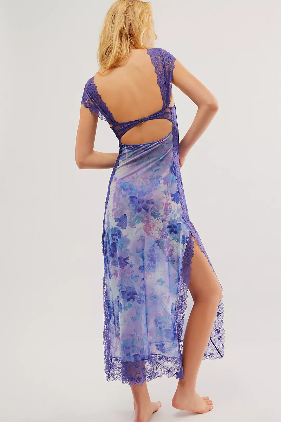 Vivienne Women's Floral Lace Trim Maxi Dress | Boho Slip Cutout Summer Dress | Casual & Evening