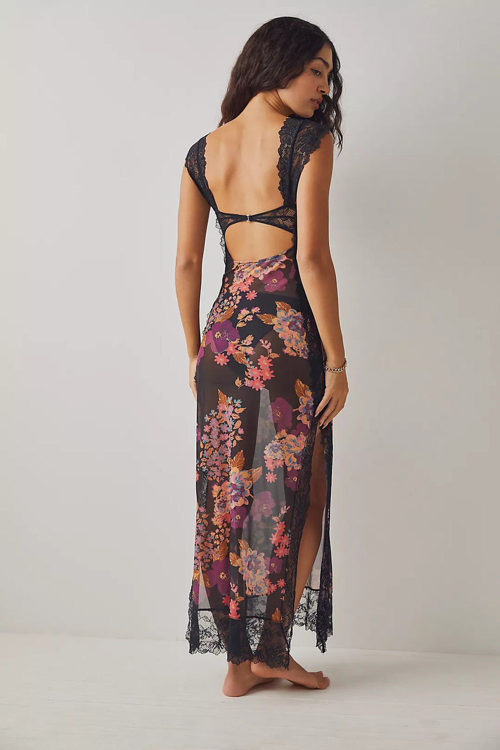 Vivienne Women's Floral Lace Trim Maxi Dress | Boho Slip Cutout Summer Dress | Casual & Evening