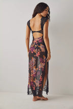 Vivienne Women's Floral Lace Trim Maxi Dress | Boho Slip Cutout Summer Dress | Casual & Evening
