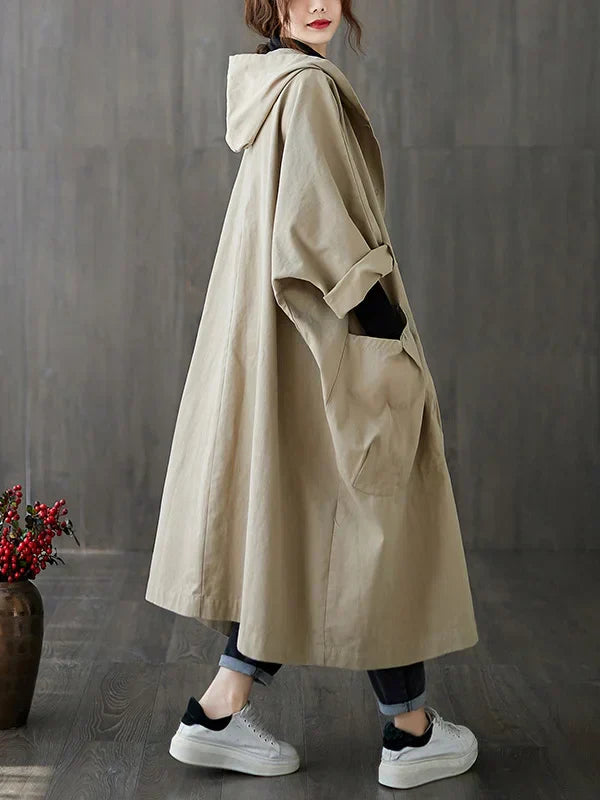 Portia Women's Longline Waterproof Trench Coat | Classic Tailored Hooded Trench Coat for Women | Chic Everyday Smart Casual