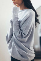 Calista Women's Asymmetric Draped Turtleneck Sweater | Oversized Cotton Knit Drape Effect Jumper for Women