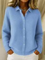 Women's Collared Knit Cardigan | Button-Through Shirt Collar Jumper | Casual & Everyday Wear