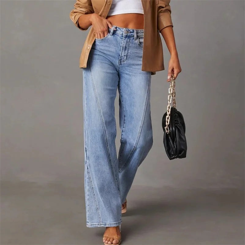 Carrington Women's Wide Leg Jeans | High Waist Tailored Denim | Straight Leg Everyday Jeans