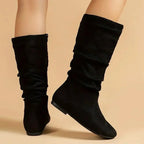 Chic und Stil | Suede Ankle Boots Up To The Calf with Side Zipper