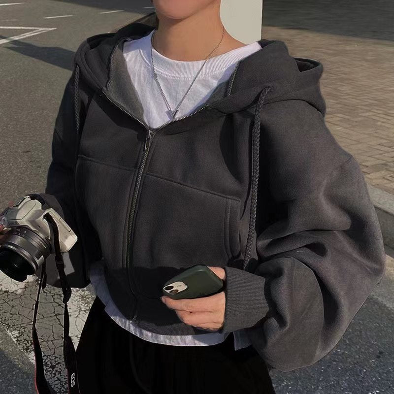Deanne Women's Cropped Zip Up Hoodie | Oversized Fleece Crop Hoodie | Casual Streetwear Everyday