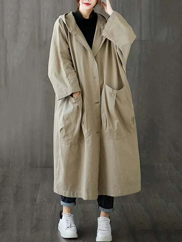 Portia Women's Longline Waterproof Trench Coat | Classic Tailored Hooded Trench Coat for Women | Chic Everyday Smart Casual
