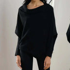 Calista Women's Asymmetric Draped Turtleneck Sweater | Oversized Cotton Knit Drape Effect Jumper for Women